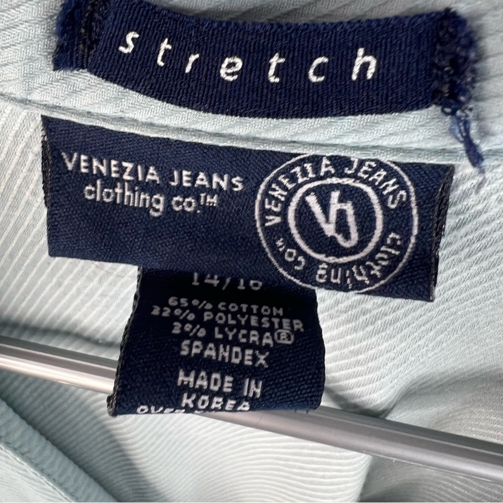 Venezia jeans clothing co shirt button down top Light Blue Button-Up stripes - Picture 11 of 14